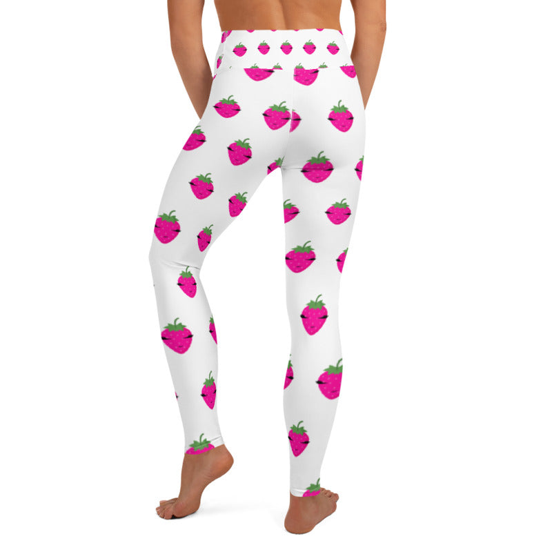 Kawaii Strawberry White leggings, Capris, Shorts