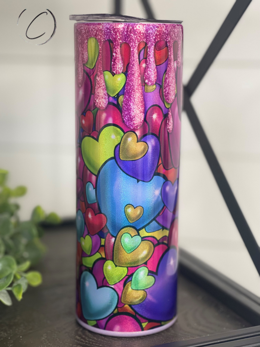 Sweet Hearts 20oz Shimmer Skinny Tumbler