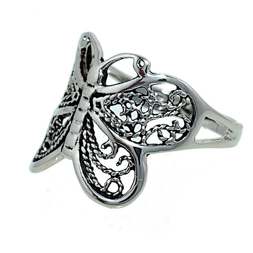 Delicate Filigree Look Butterfly Ring with Antique Finish