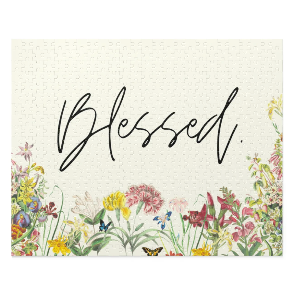 Blessed Quote with Floral Jigsaw Puzzle 500-Piece