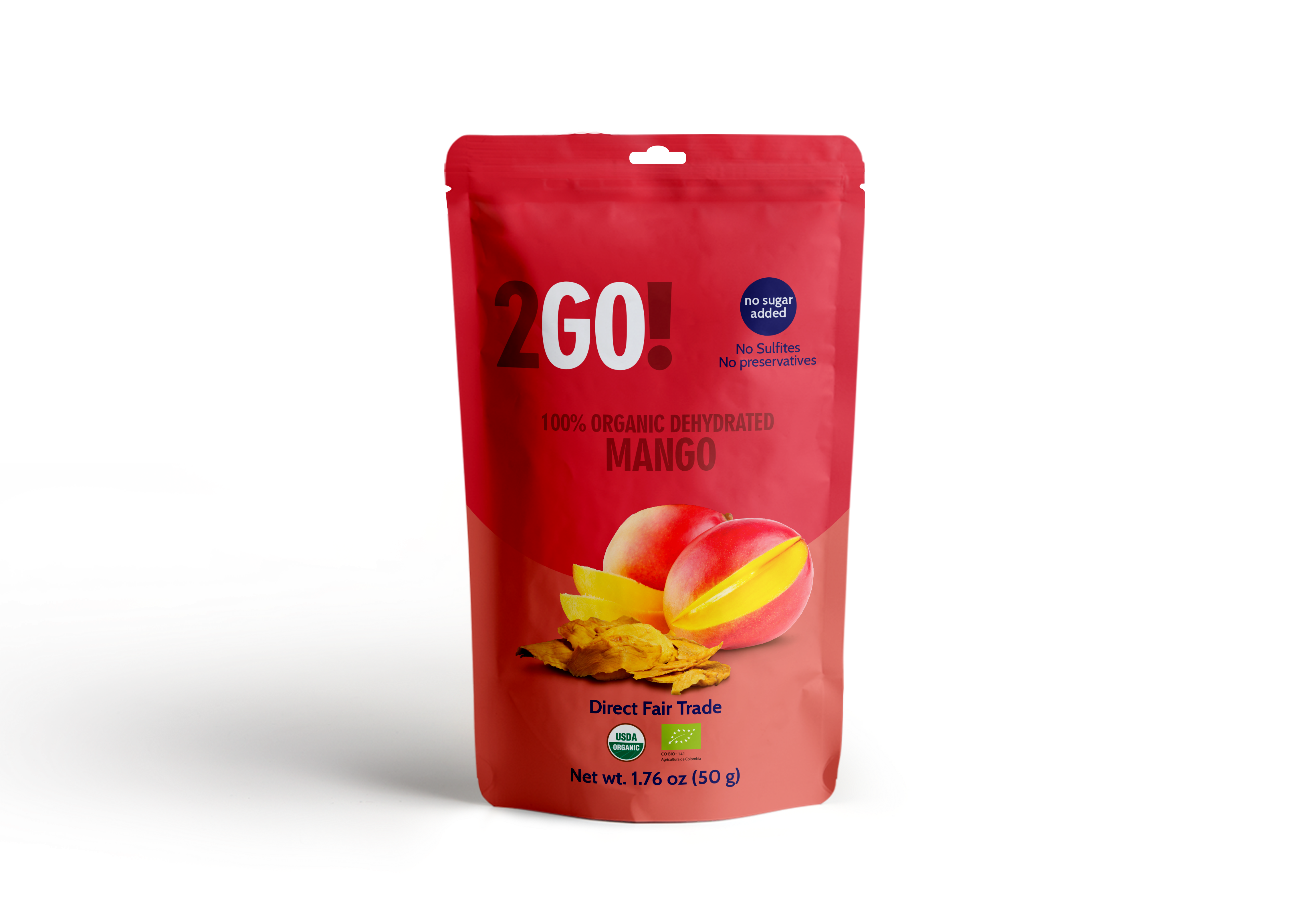 2GO! ® Organic Dried Mango pack of 4 | Maroon Hades