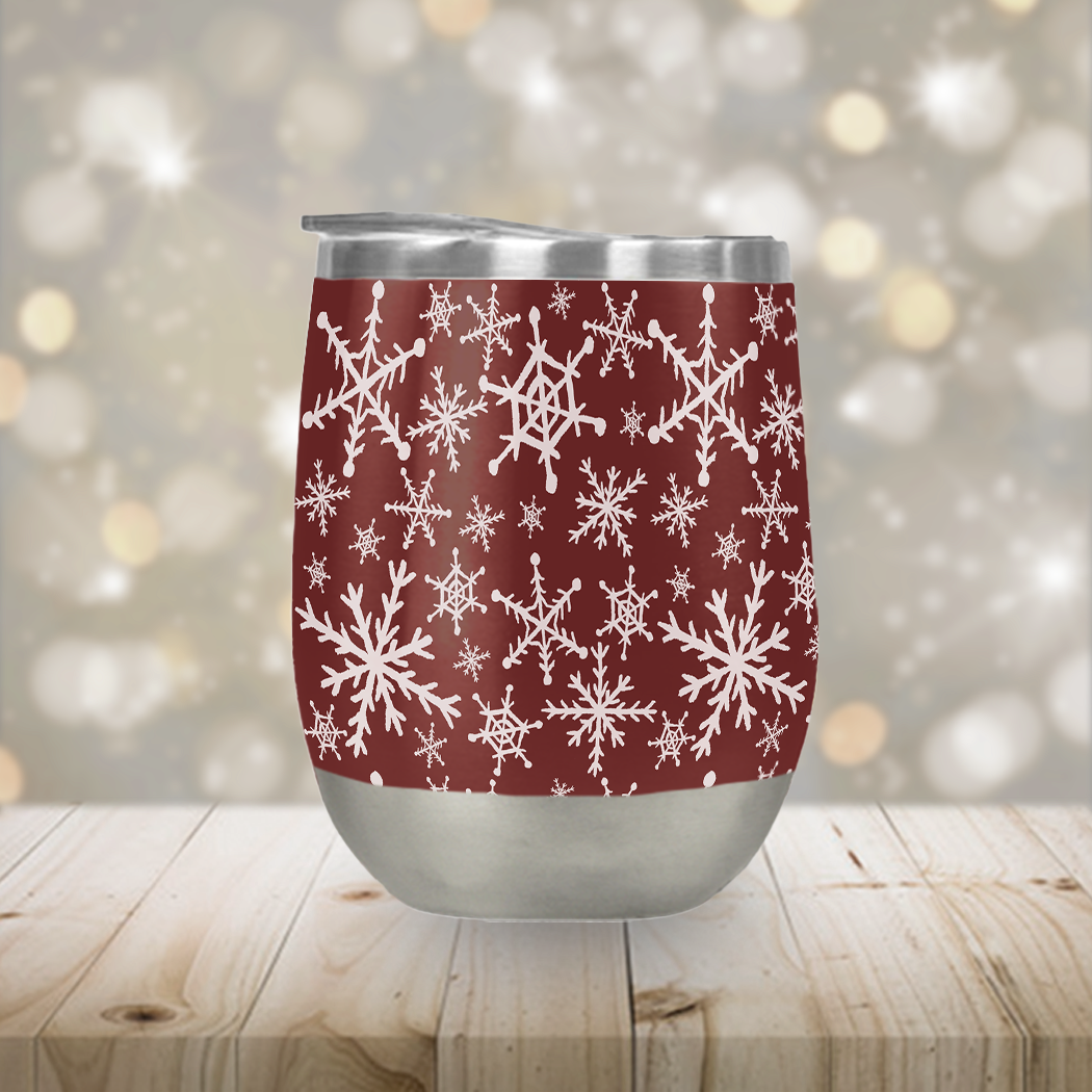 Red Snowflakes Stemless Wine Tumbler