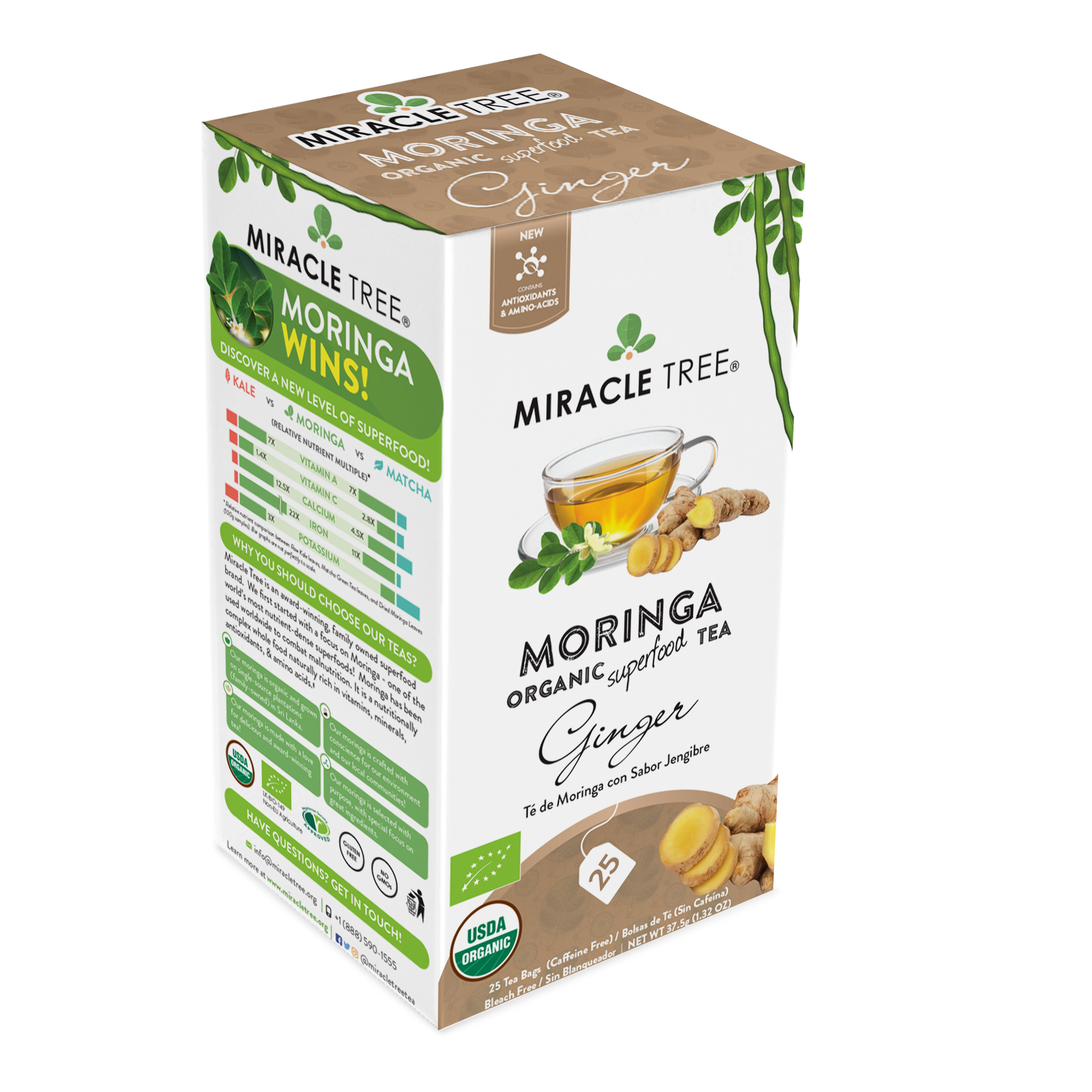 Miracle Tree Organic Moringa Tea Ginger