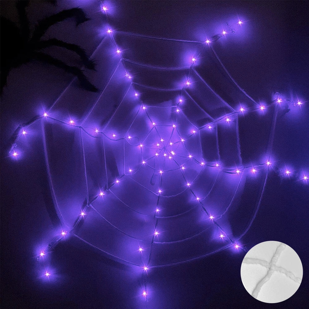 Large Light Up Cobweb Halloween Display Prop | Yellow Pandora