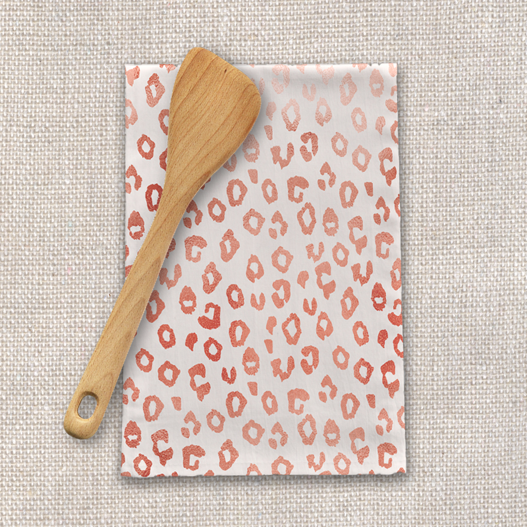 Rose Gold Leopard Print Tea Towel | Orchid Hades