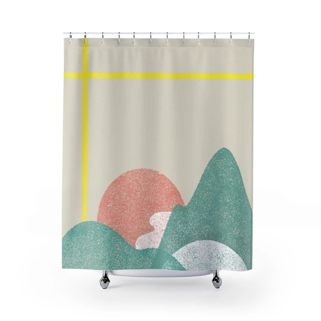 Landscape with Yellow Stripes Shower Curtains Home Decor | Yellow Pandora