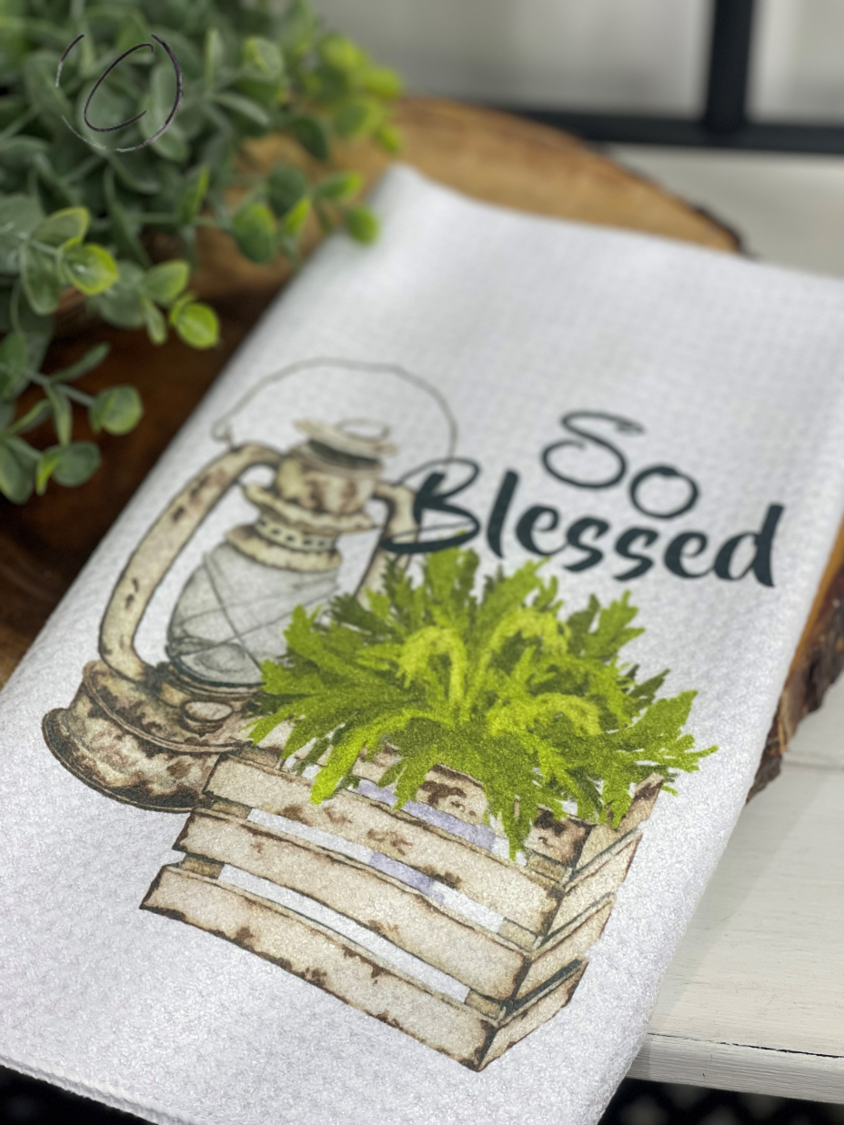 So Blessed Farmhouse Waffle Weave Tea Towel