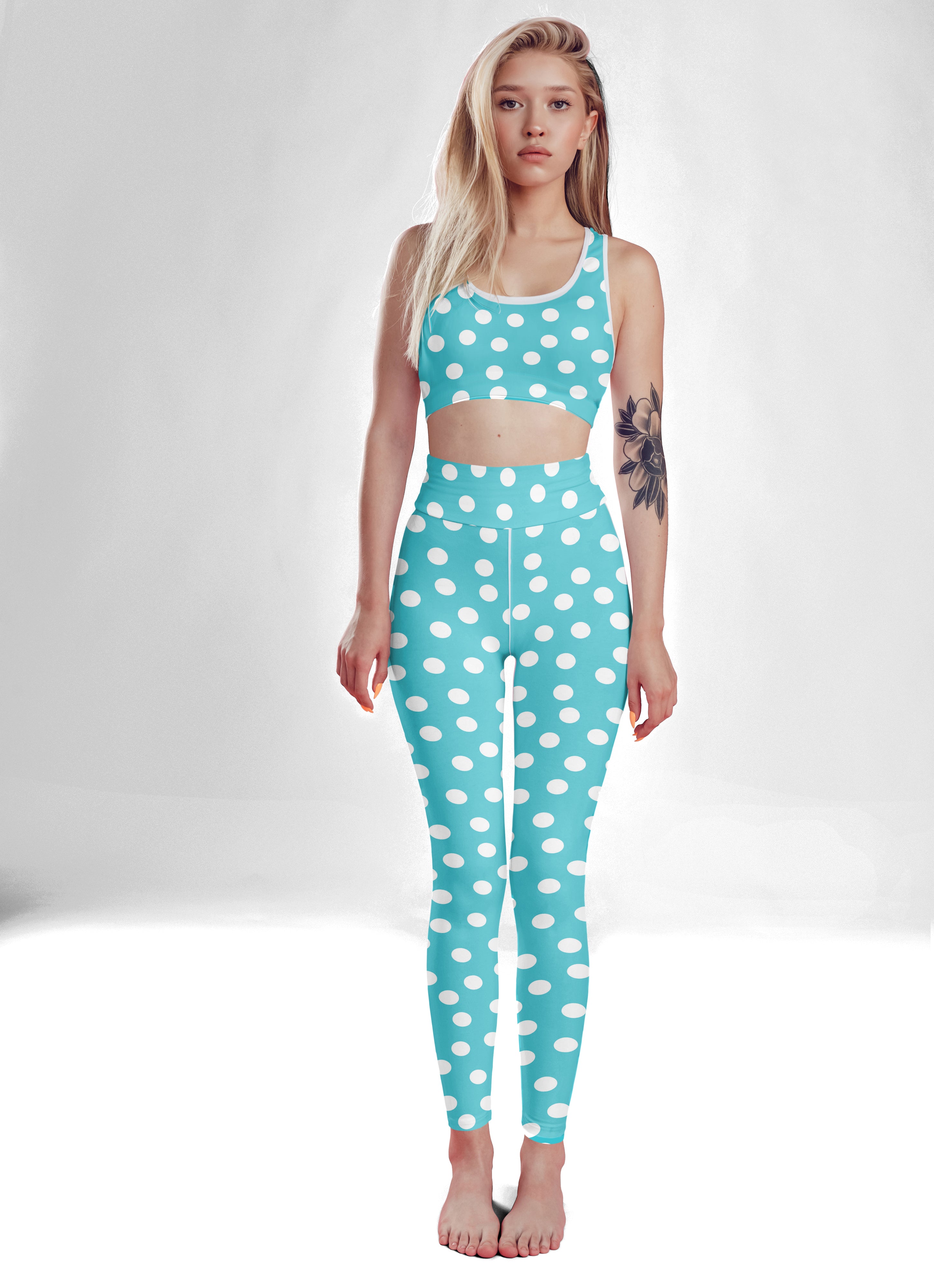 Baby Blue Polka Dot Fitness Set