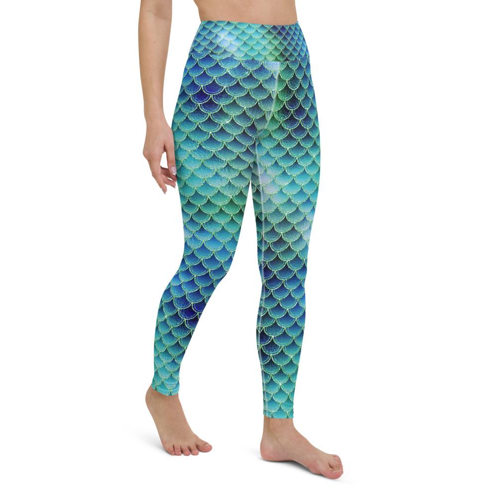 Blurple Distressed Mermaid Leggings, Capris and Shorts