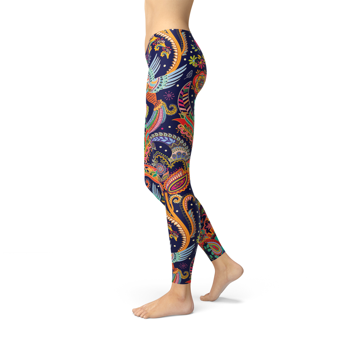 Womens Ornamental Blue Paisley Leggings