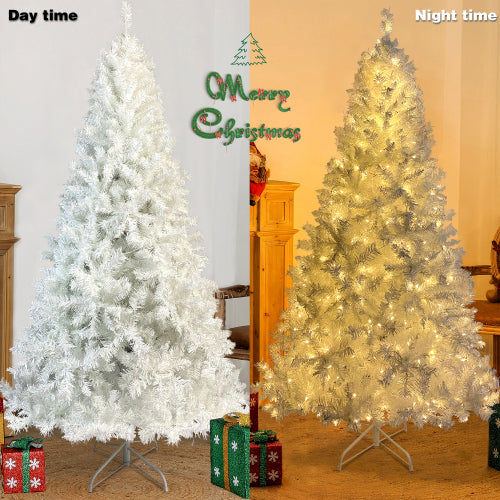 National Christmas Tree White Hinged Spruce with 500 LED lights