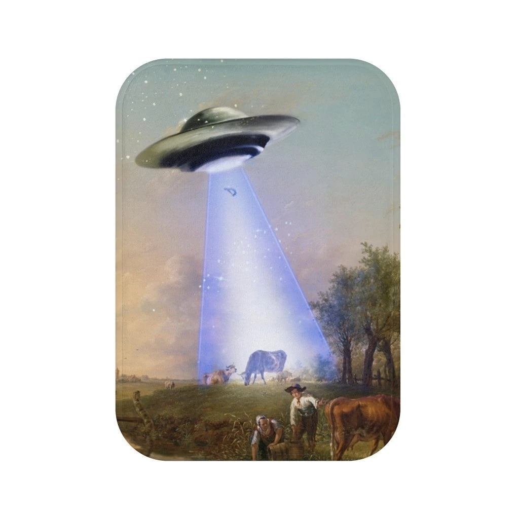 UFO Abducting Cow Bath Mat Home Accents | Yellow Pandora