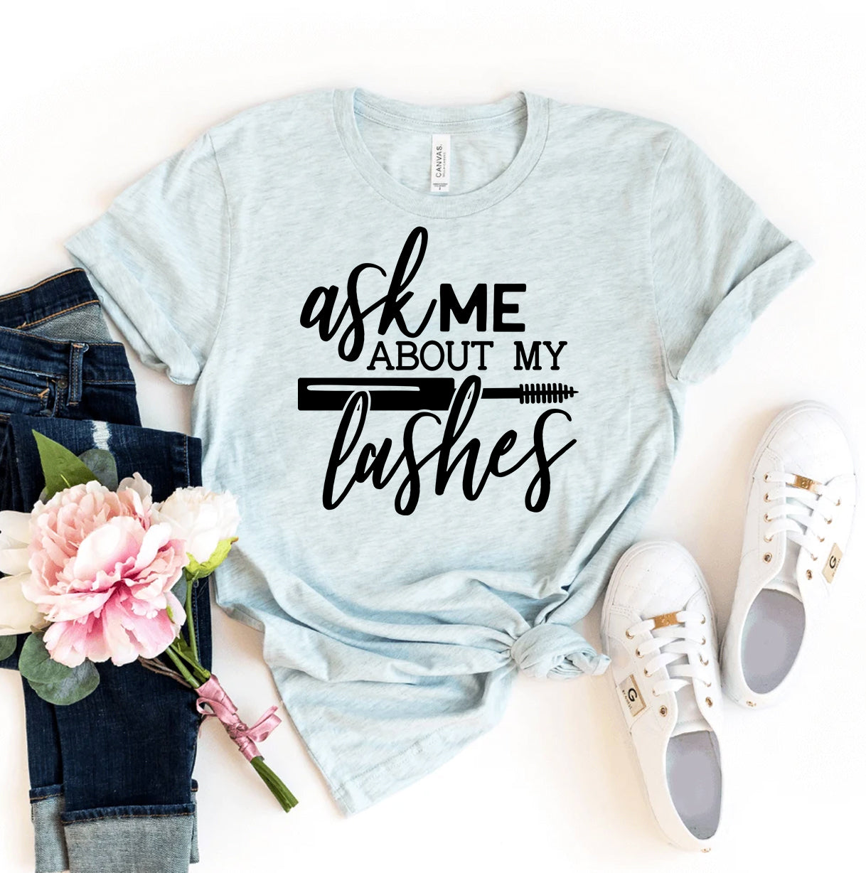 Ask Me About My Lashes T-shirt | Agate