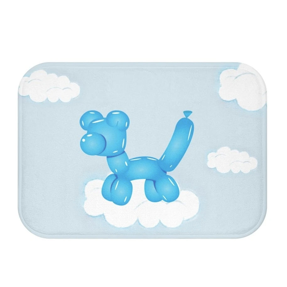 Balloon Dog on Clouds Bath Mat | Yellow Pandora