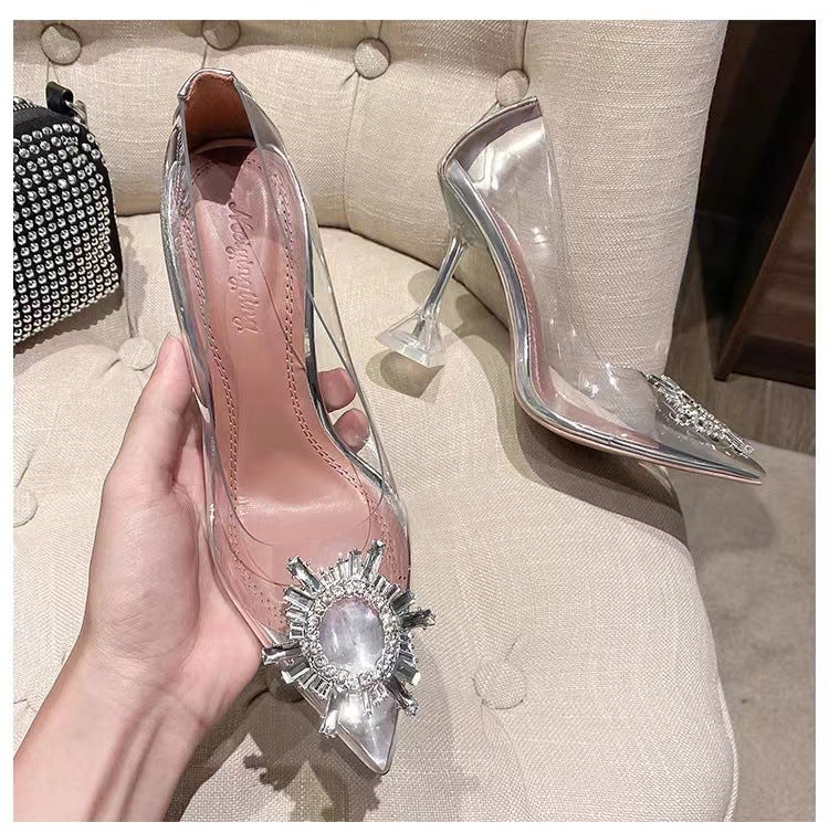 New women shoe Pointed Toe transparent high heels sexy Sandal