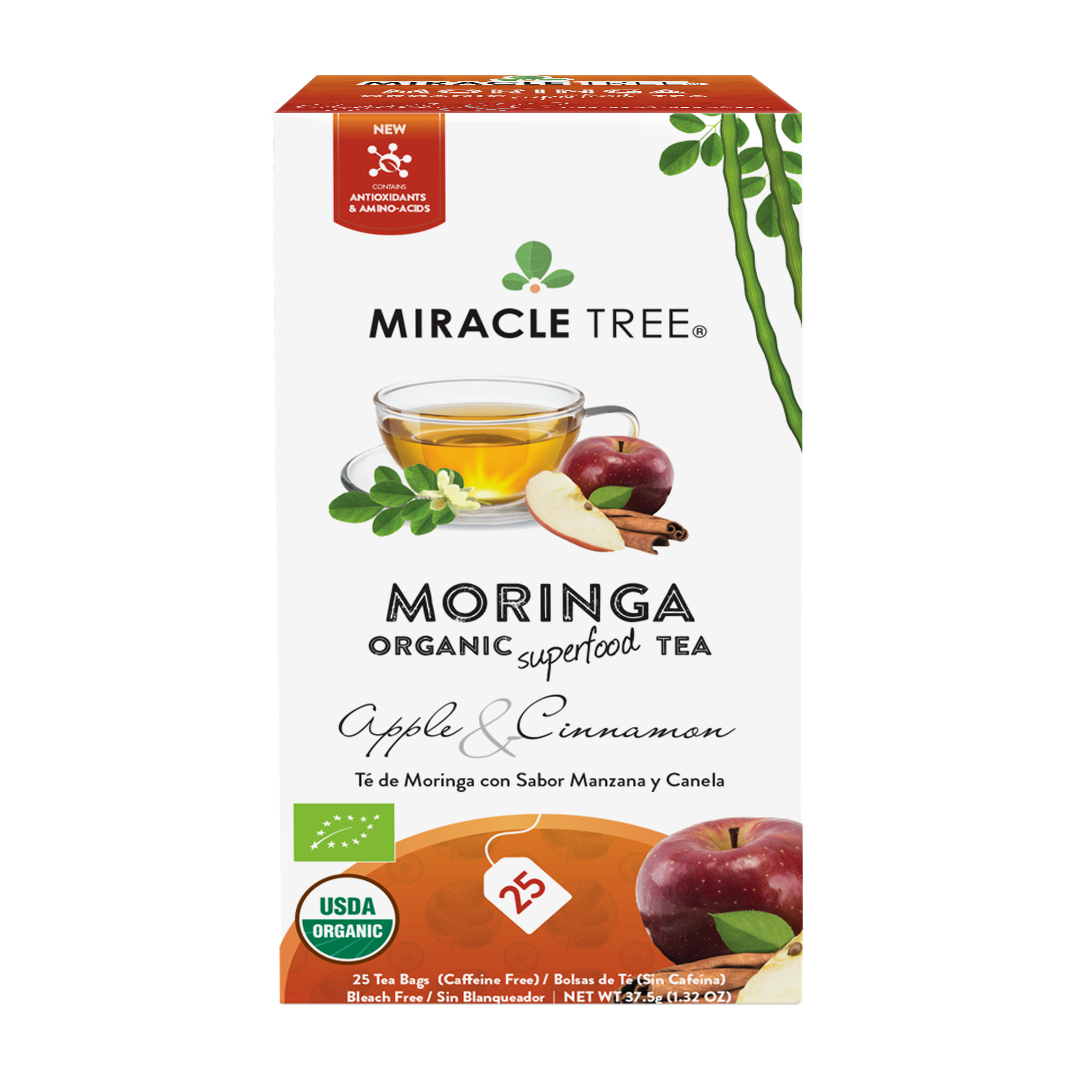 Miracle Tree Organic Moringa Tea, Apple & Cinnamon