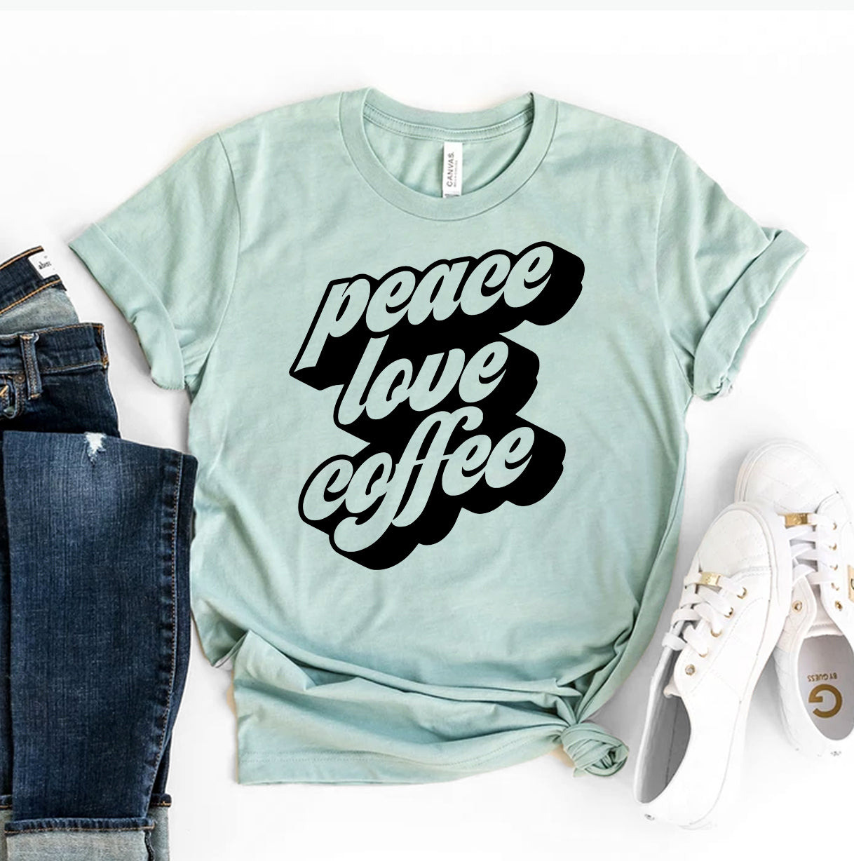 Peace Love Coffee T-shirt | Agate