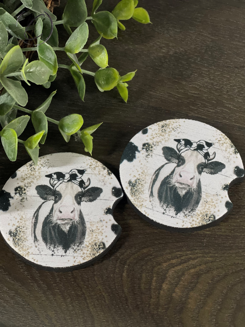 Glitter Heifer Car Coaster Set