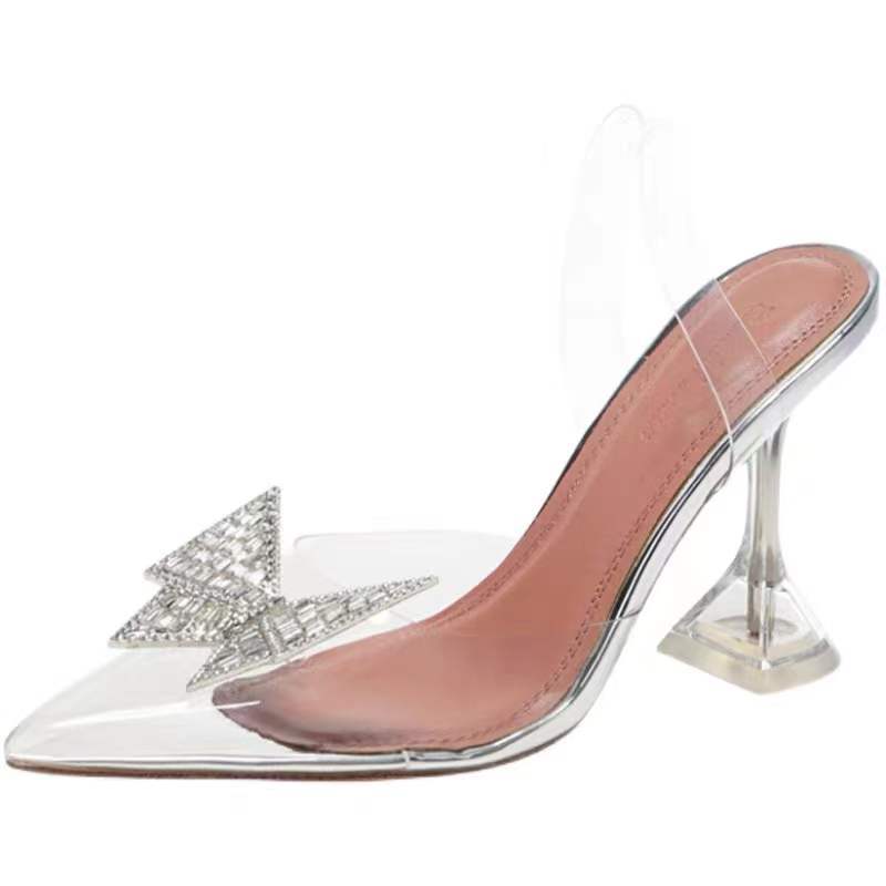 New Pointed Toe transparent high heels Butterfly-knot party Sandal