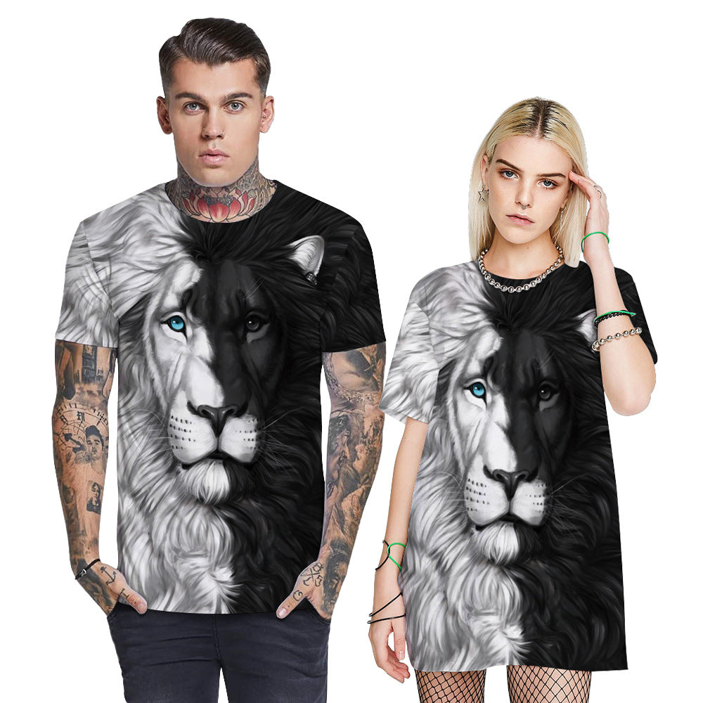 New Couples Printing Loose Round Neck T-shirt