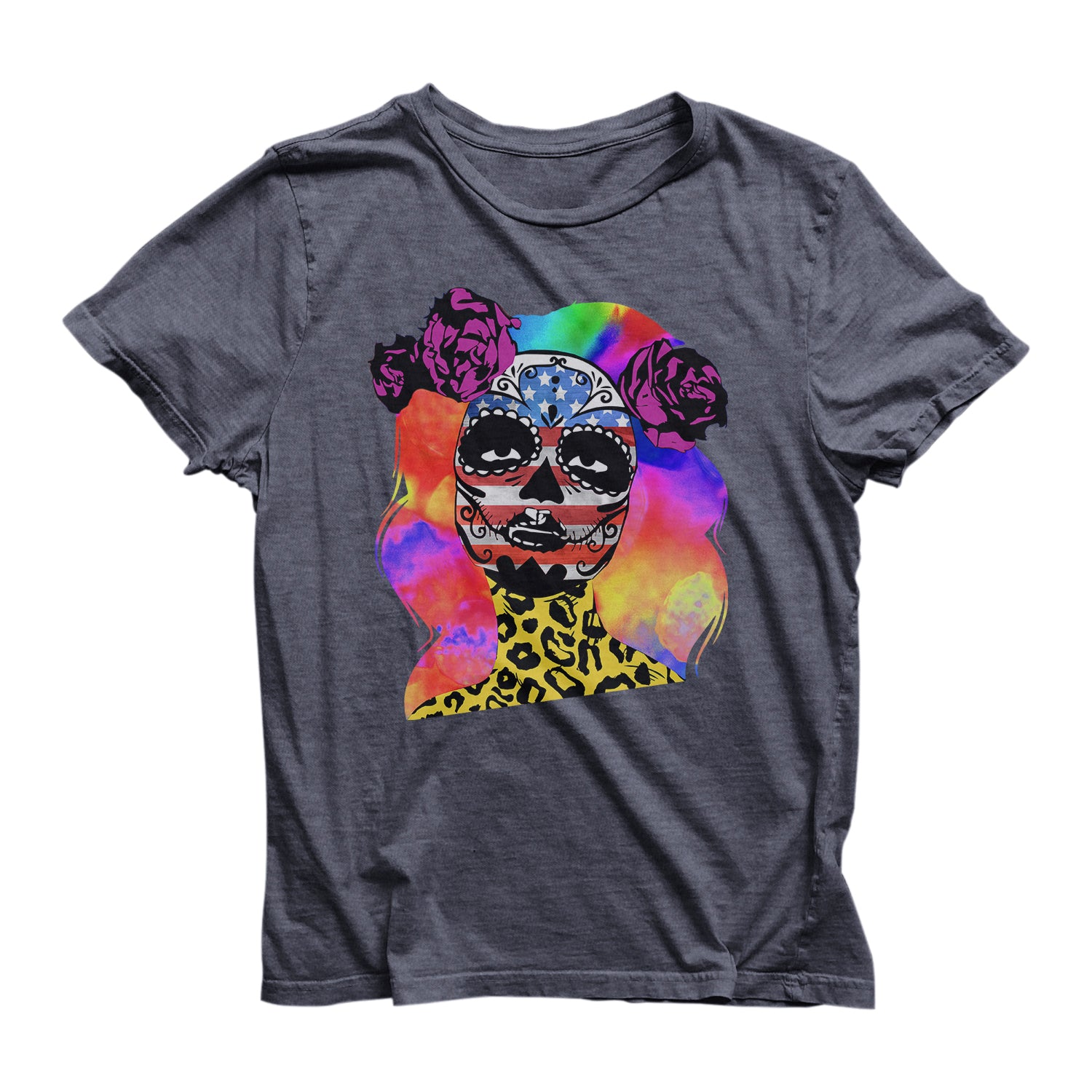 Eco Friendly Recycled Halloween Sugar Skull Colorful Unisex T-Shirt