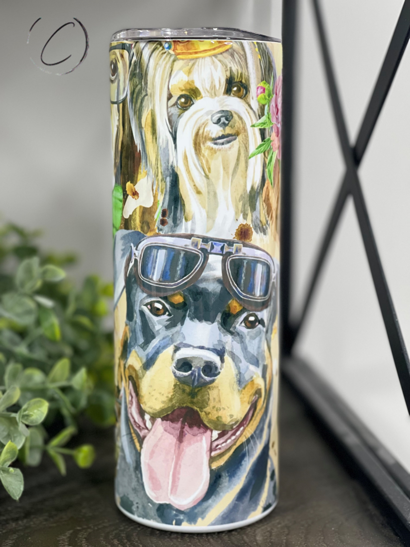 Watercolor Dogs 20oz Skinny Tumbler