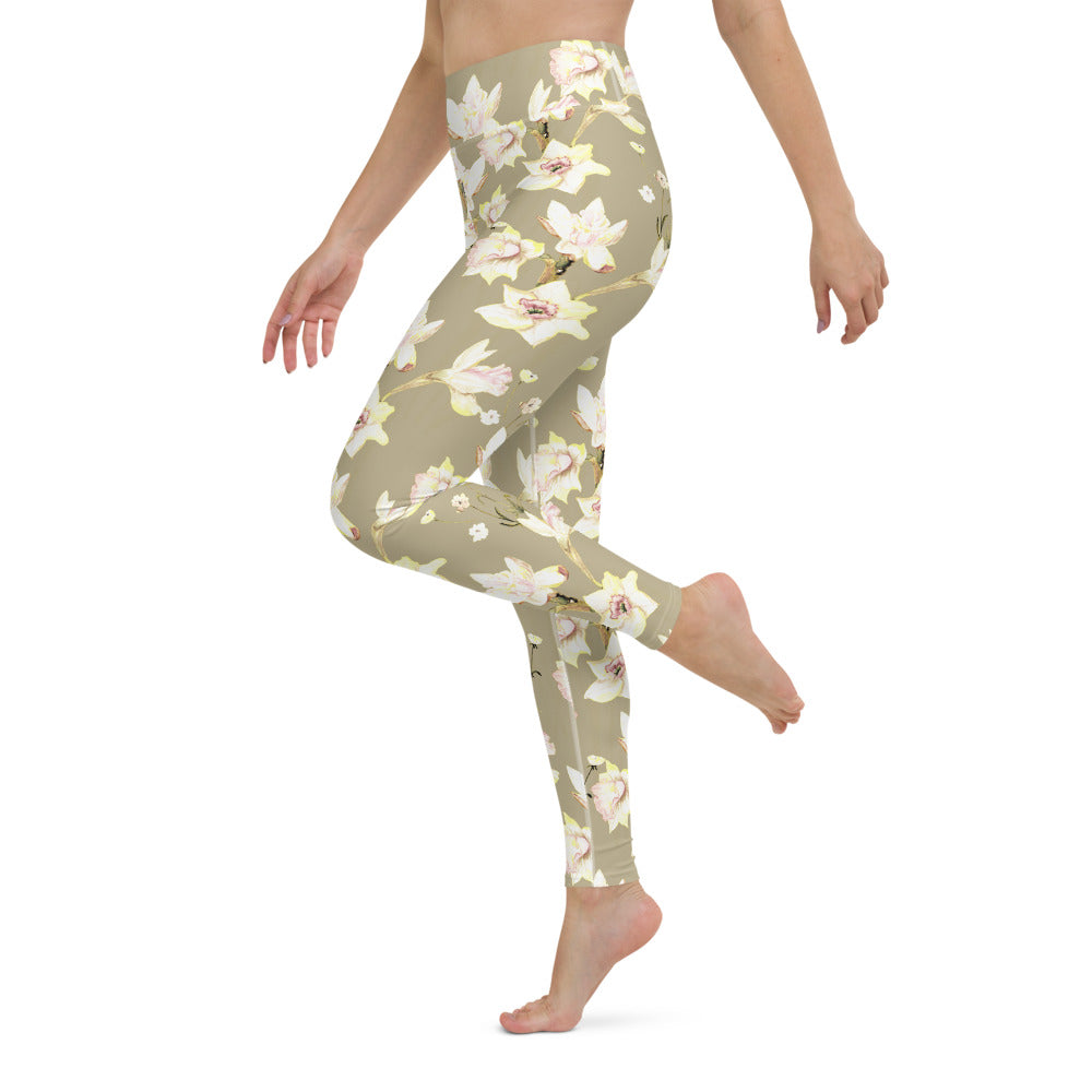 High Waist Floral Daffodil Leggings