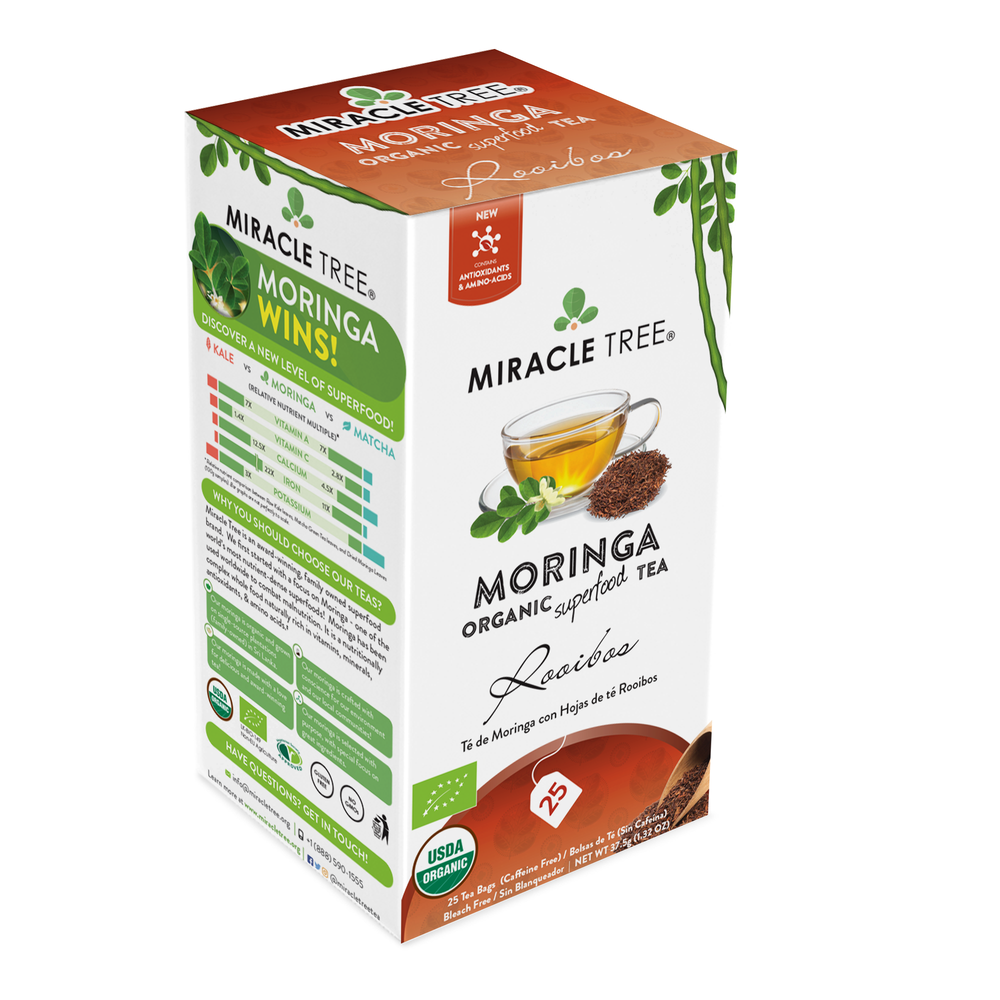 Miracle Tree's Organic Moringa Tea, Rooibos