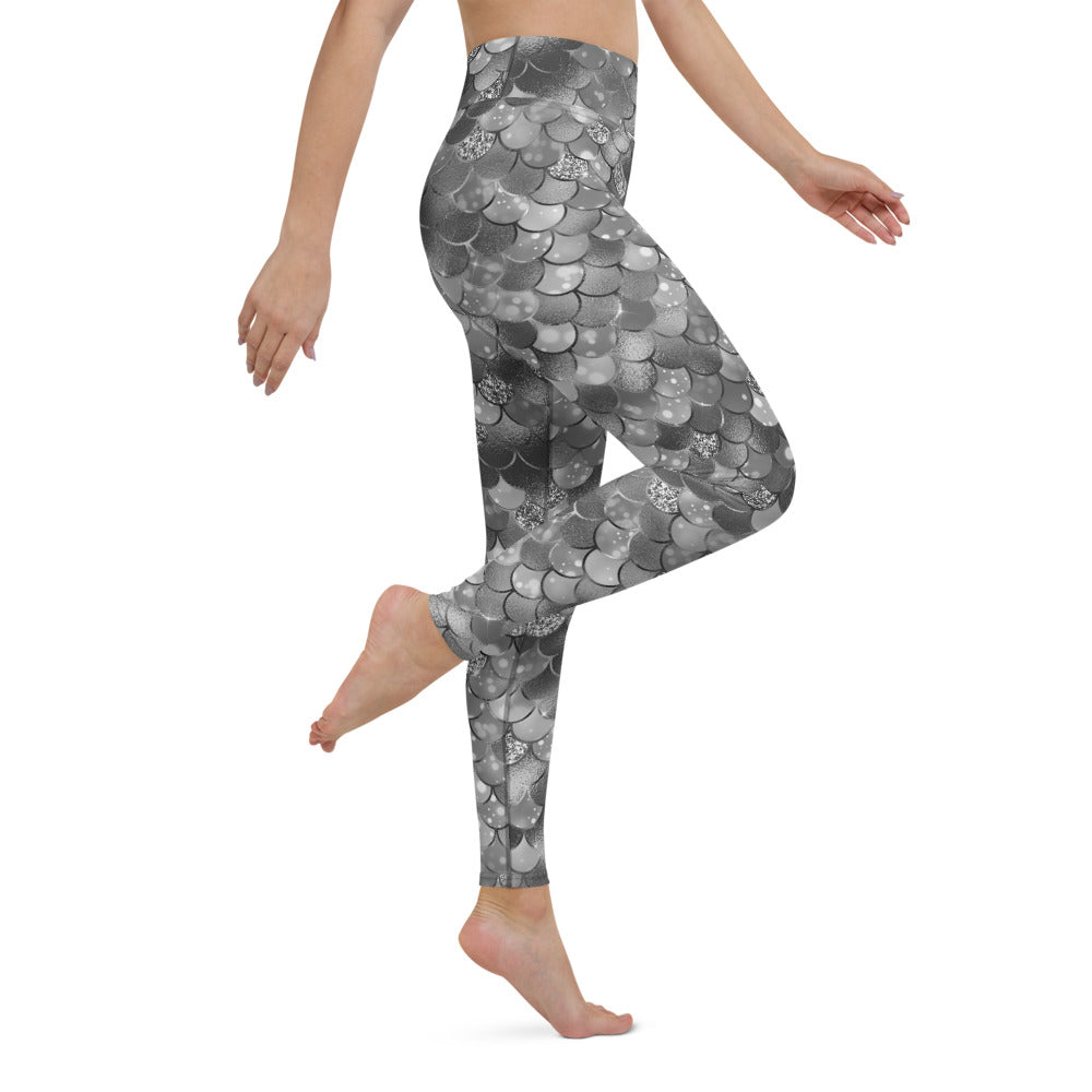 High Waist Silver Mermaid Leggings