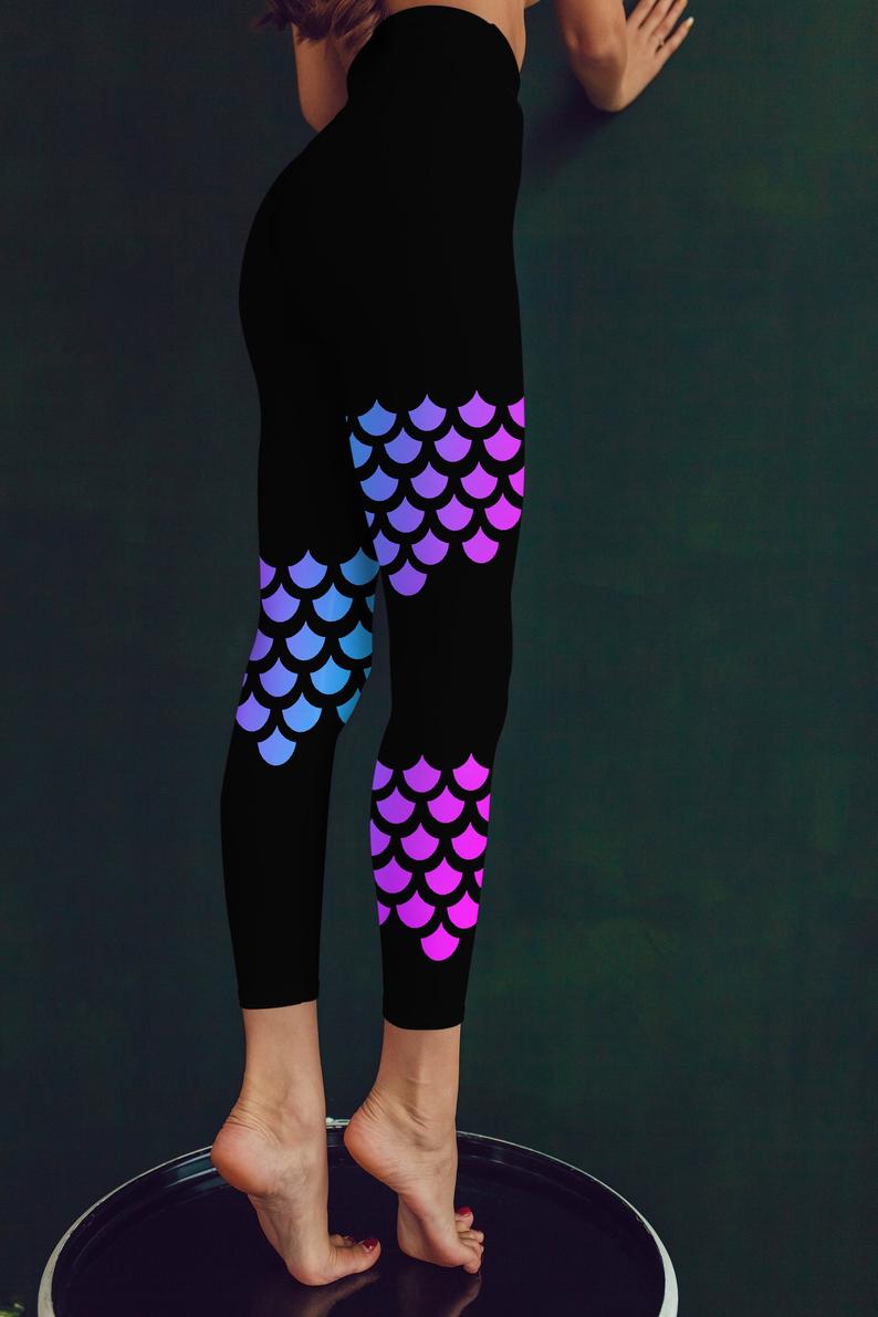 Stacy Neon Mermaid leggings, Capris and Shorts