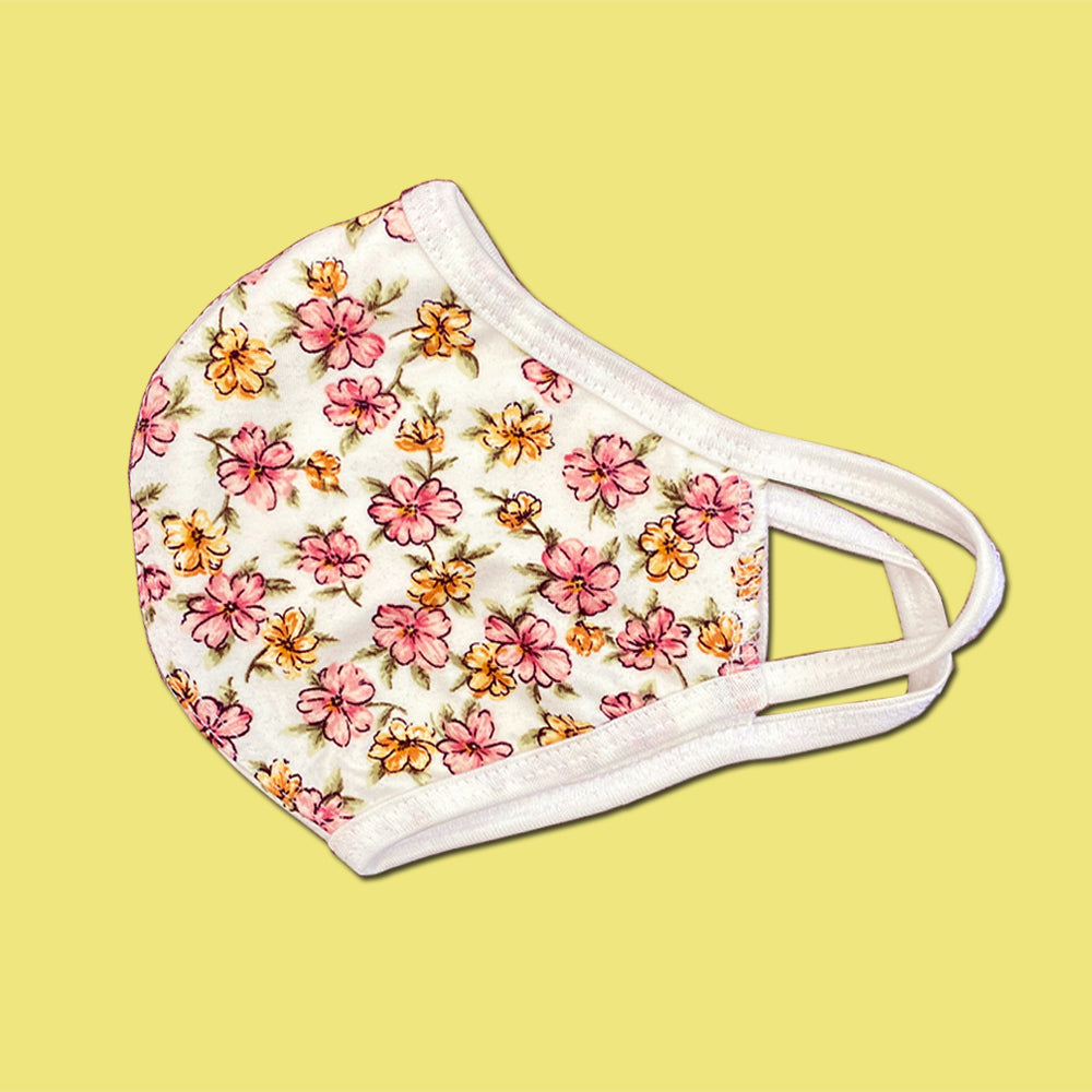 Washable reusable floral flower print face mask