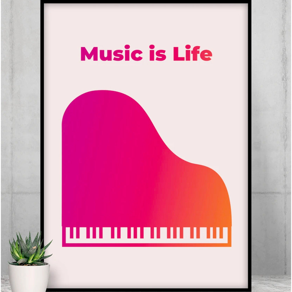 Music is Life Poster Room Decor | Yellow Pandora