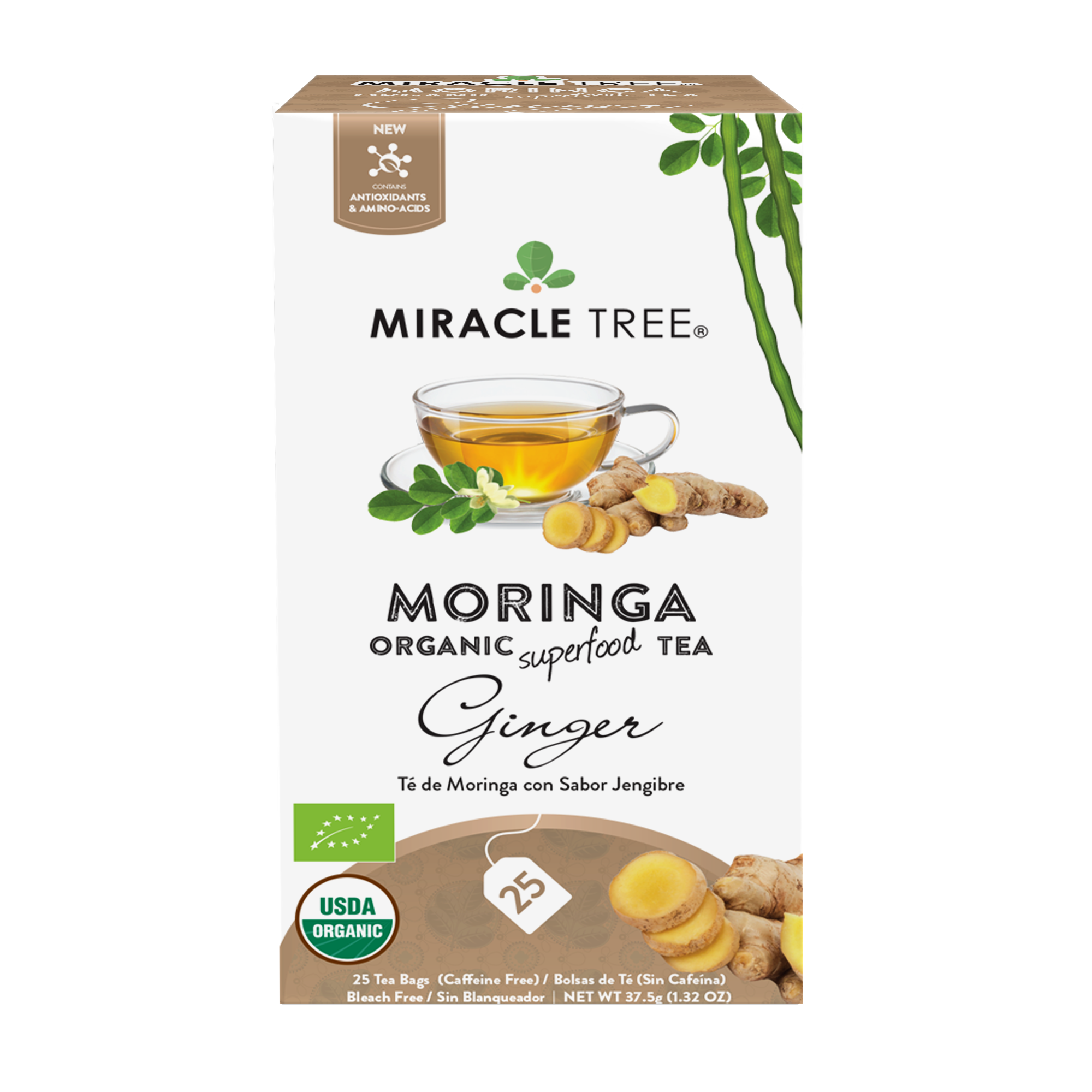 Miracle Tree Organic Moringa Tea Ginger