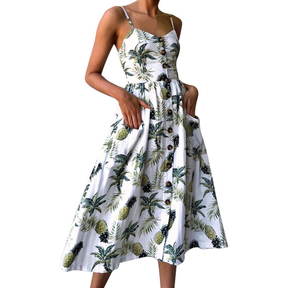Floral Shoulder Strap Summer Dress | Yellow Pandora