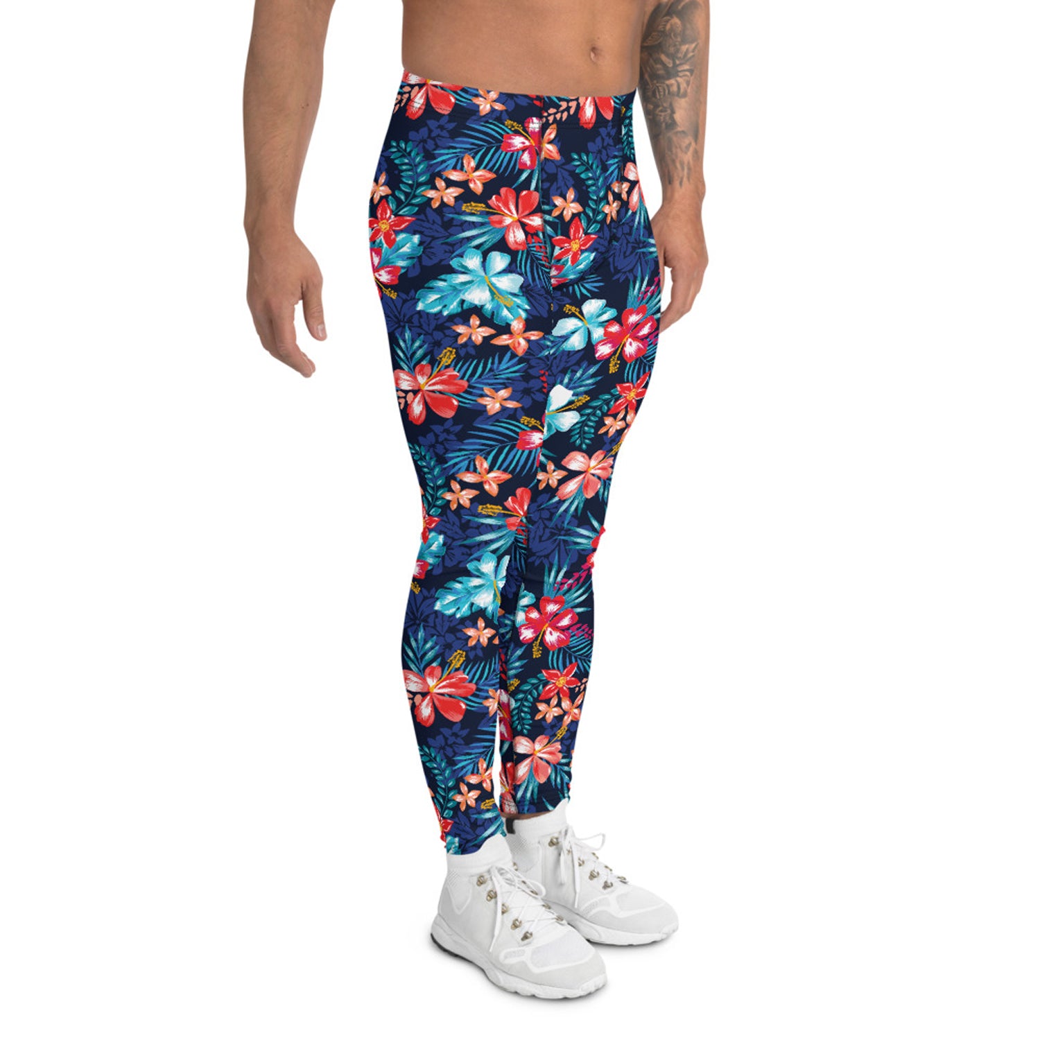 Floral Hibiscus Leggings for Men