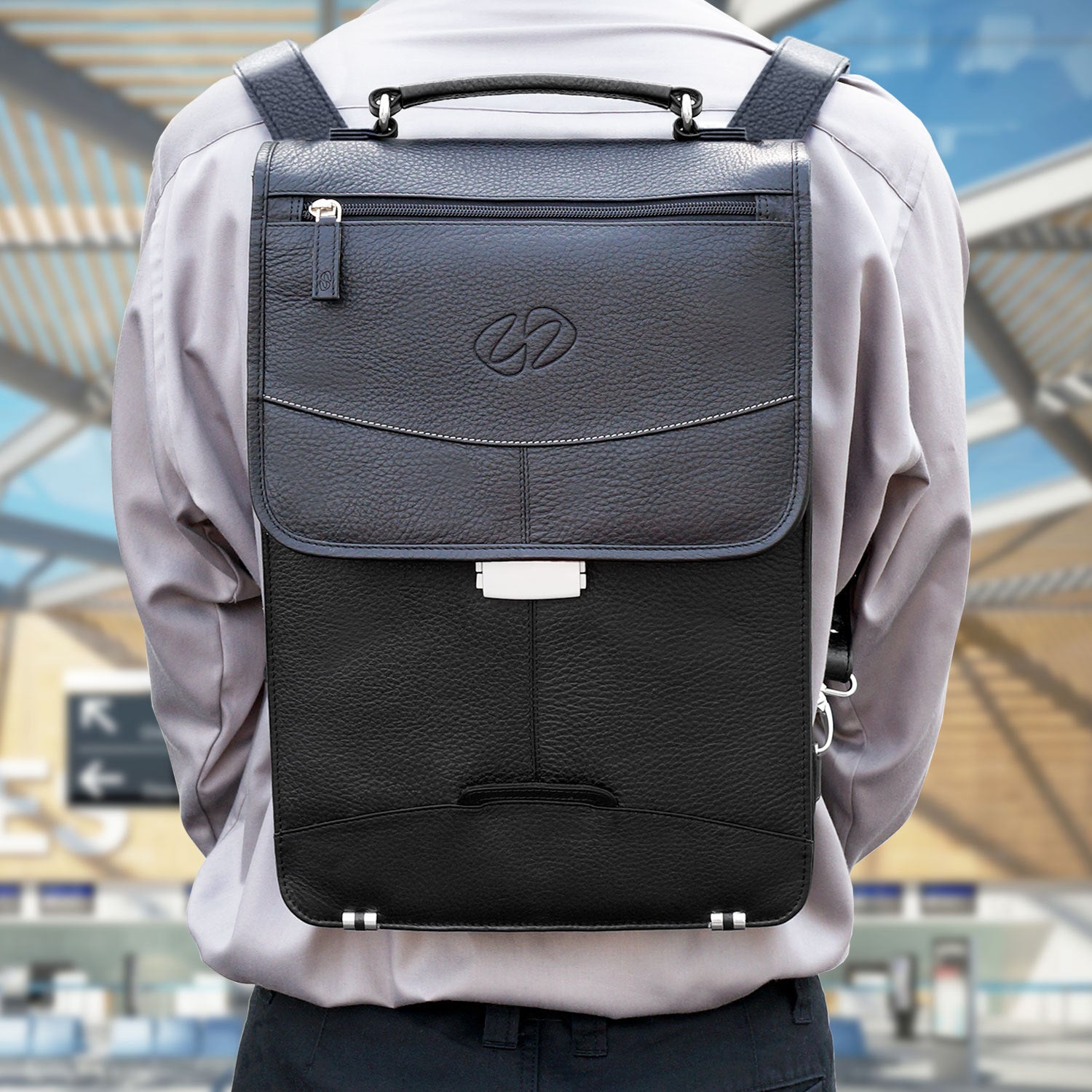 Premium Leather Briefcase Backpack