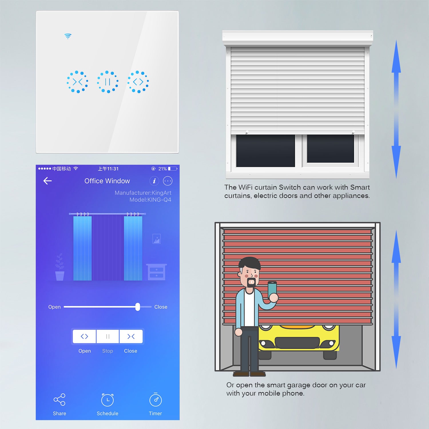 WiFi Electrical Blinds Switch Touch Panel