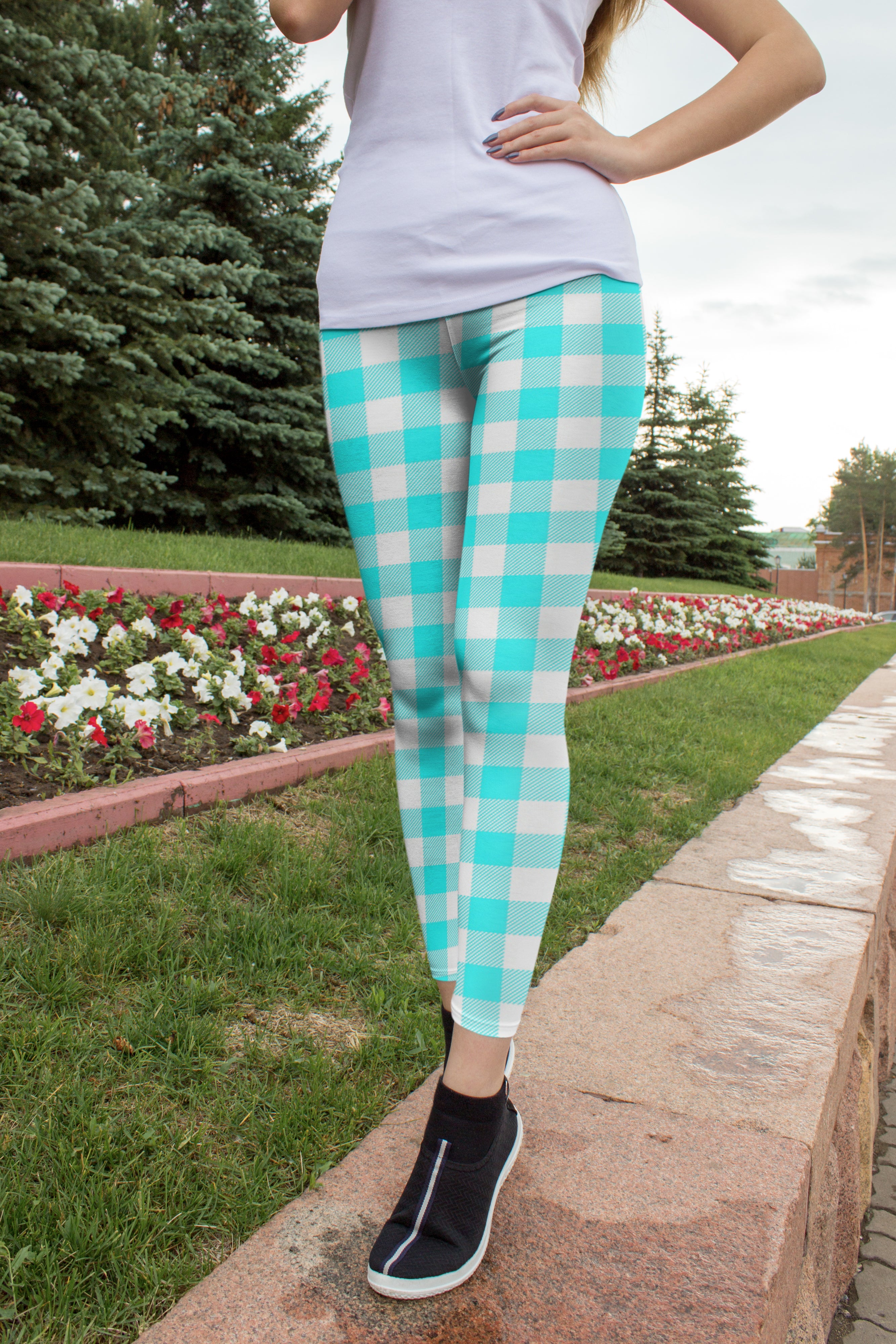 Baby Blue Plaid Capris