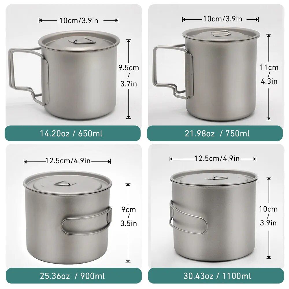 Titanium Camping Mug - Portable Outdoor Cookware with Tableware