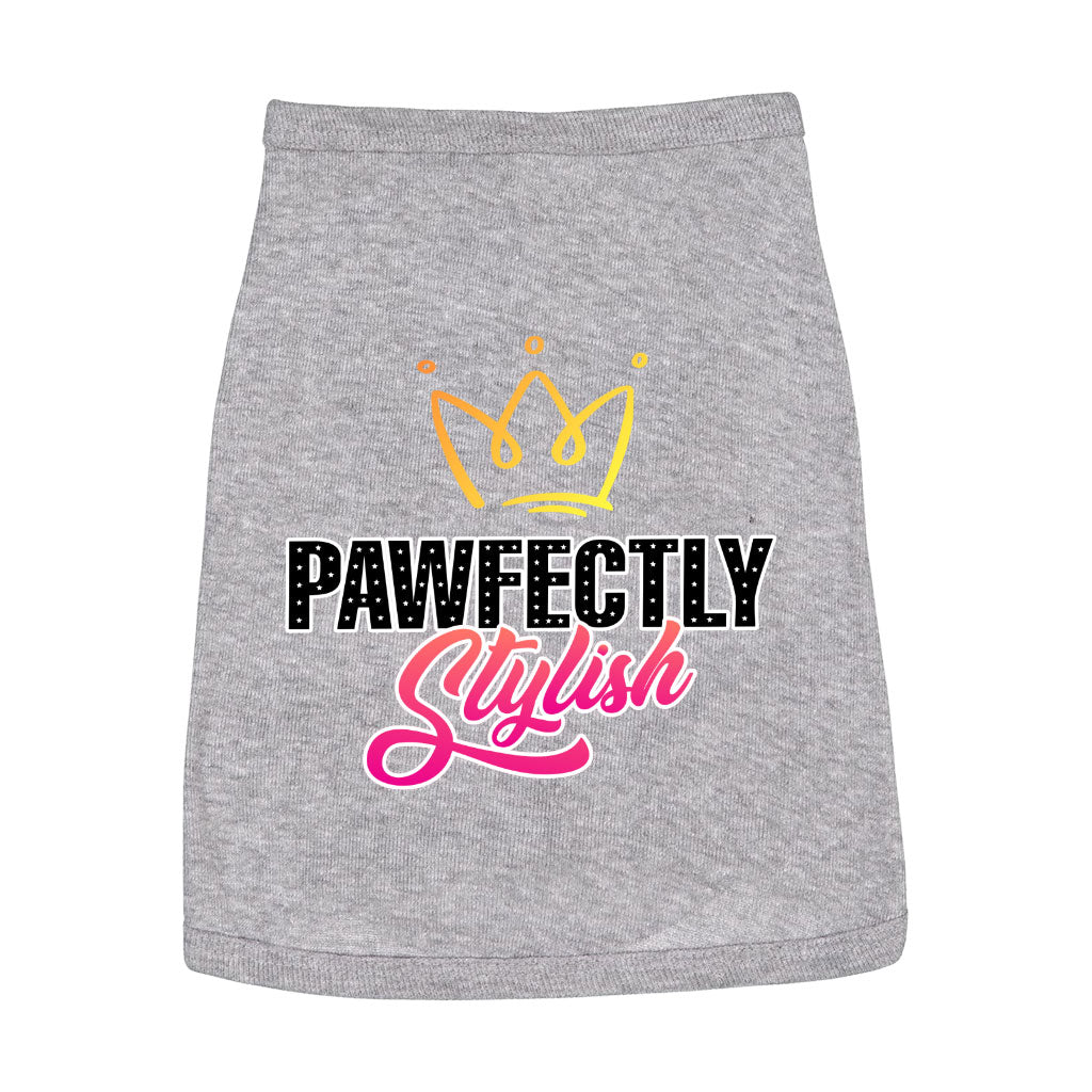 Pawfectly Stylish Dog Sleeveless Shirt - Crown Dog Shirt - Printed Dog Clothing