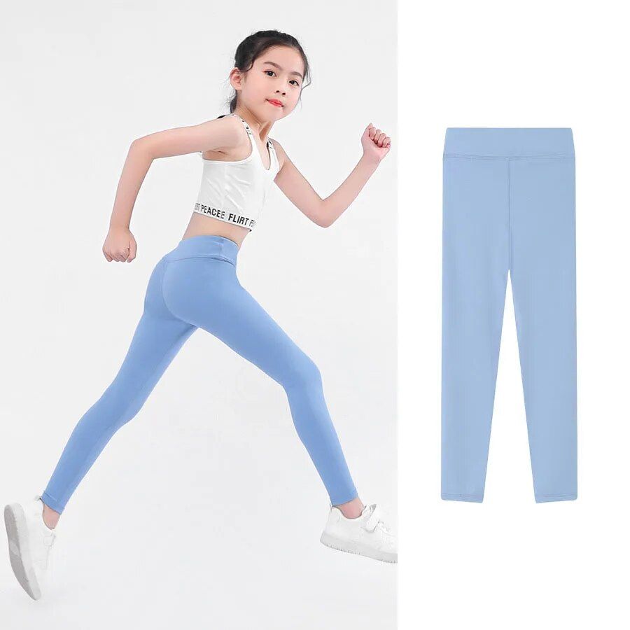 Chic High-Waist Sporty Leggings for Girls 4-11 Years - Versatile Yoga & Casual Wear