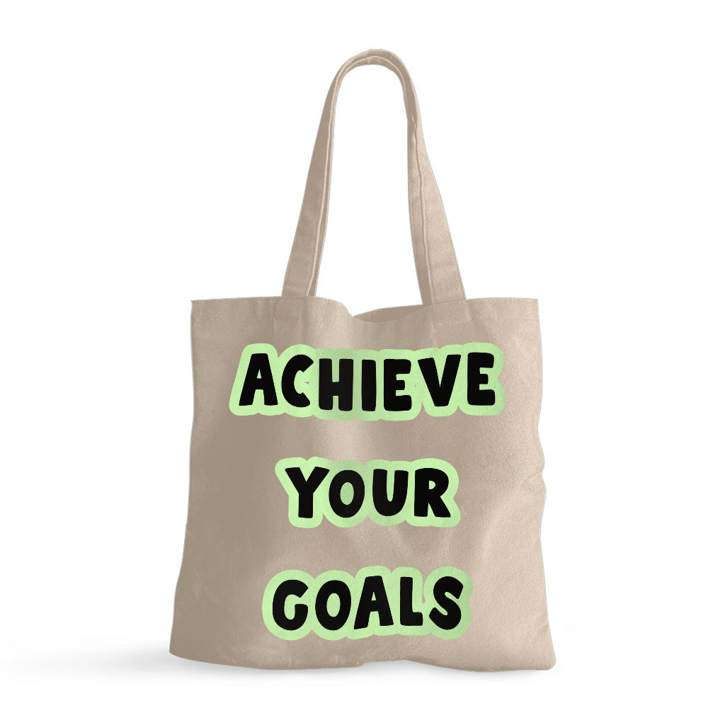 Achieve Your Goals Small Tote Bag - Trendy Design Shopping Bag - Best Print Tote Bag