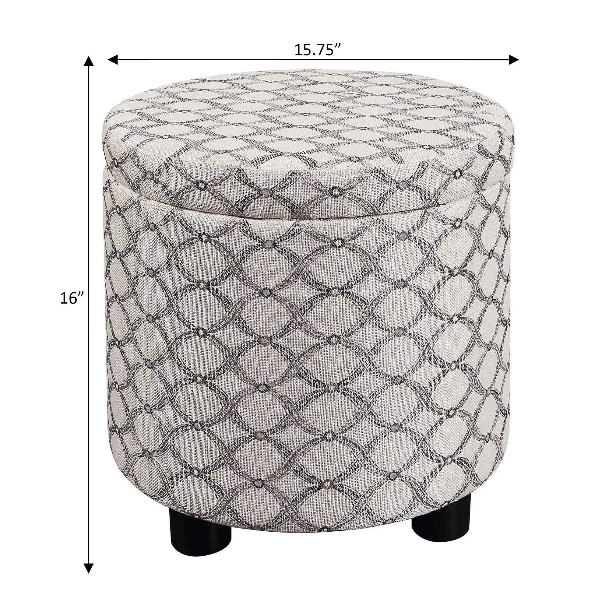 Modern Round Storage Ottoman with Reversible Tray Lid