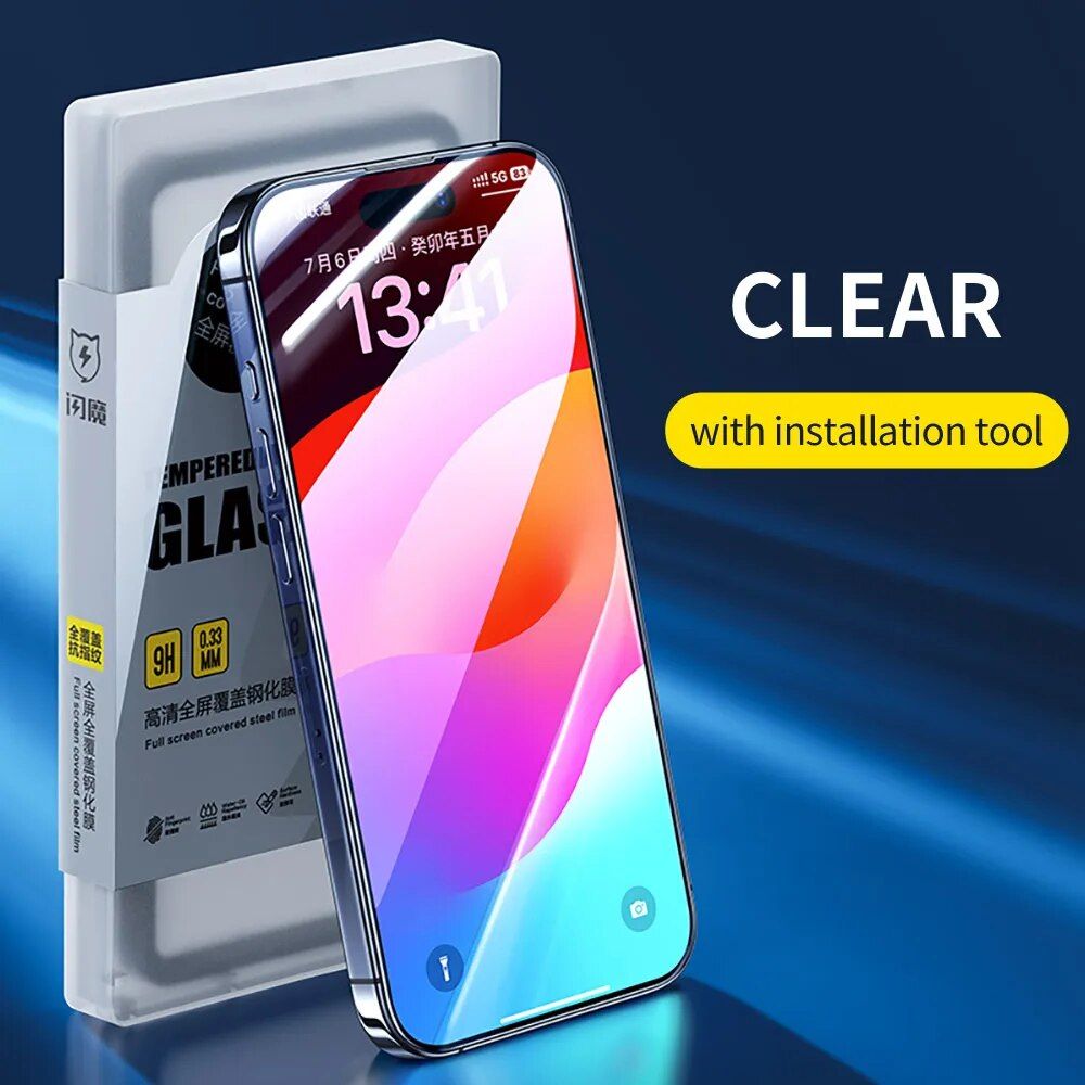 Ultra HD Tempered Glass Screen Protector for iPhone 15 Pro Max 14 Pro 13 12 Mini 11 XR - Full Coverage, Anti-Blue Light