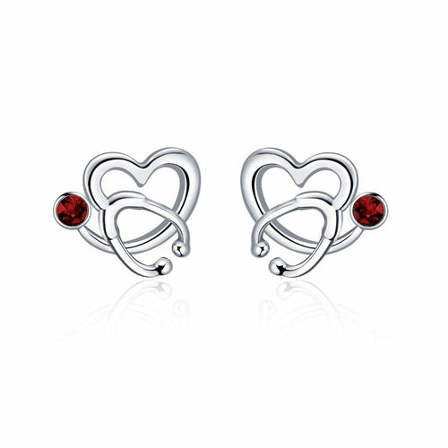 Nurse Earrings Sterling Silver Stethoscope Earrings Simulated