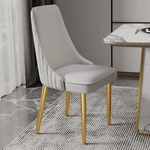 Elegant Modern Dining Chair with Gold Legs - Luxury Synthetic Leather Seating for Home and Events