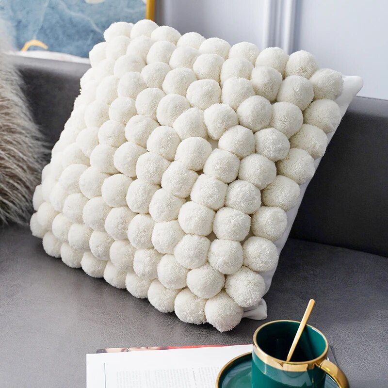 Handmade Nordic Plush Yarn Ball Pillowcase