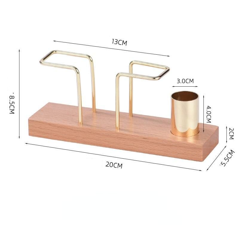 Elegant Wood and Brass Desktop Organizer with Multi-Functional Tissue and Toothpick Holder