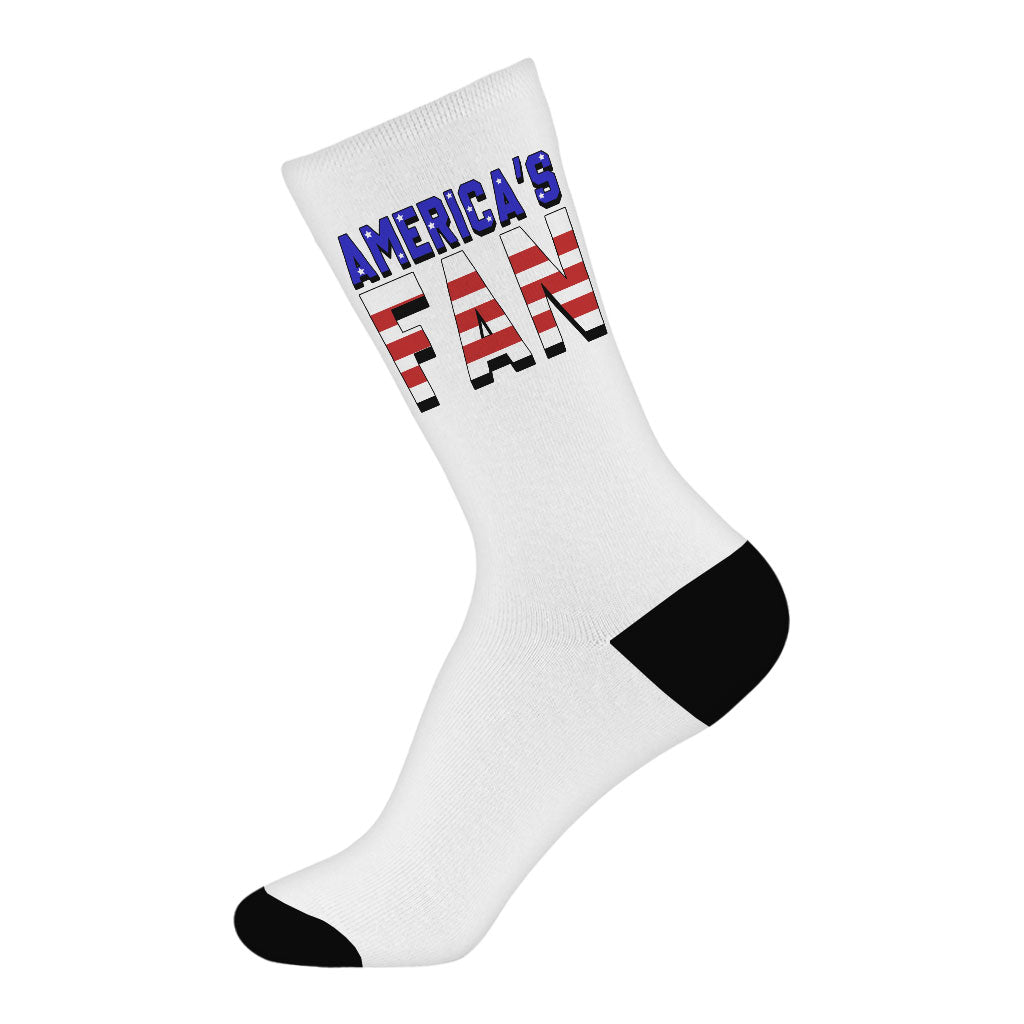 Patriotic Design Socks - USA Flag Novelty Socks - Trendy Crew Socks