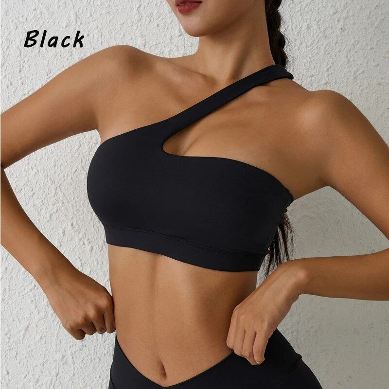 One-Shoulder High Stretch Sports Bra for Fitness & Yoga